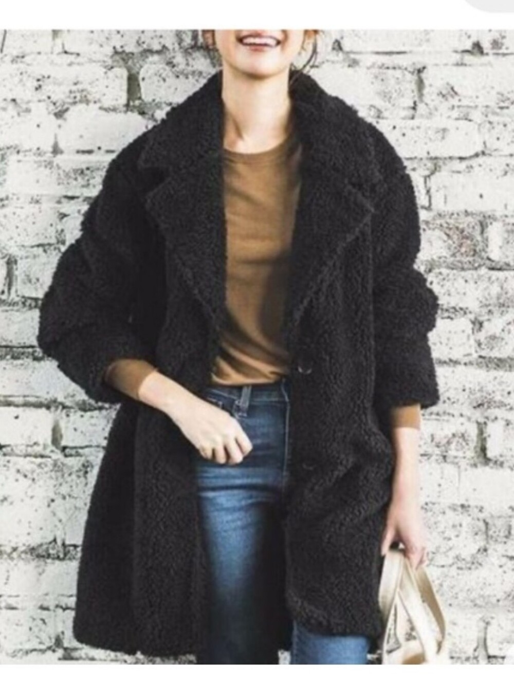 Uniqlo Women's Pile Line Black  Fleece Teddy Coat Xs